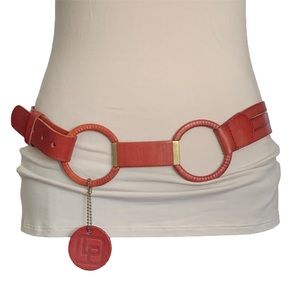 LINEA PELLE by Anthropologie Leather Burnt Umber Statement Belt Size Medium